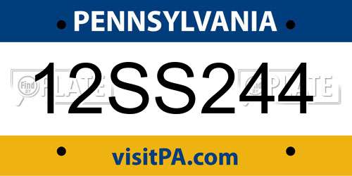12SS244 Pennsylvania License Plate