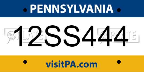 12SS444 Pennsylvania License Plate