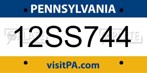 12SS744 Pennsylvania License Plate