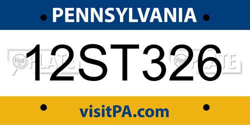 12ST326 Pennsylvania License Plate