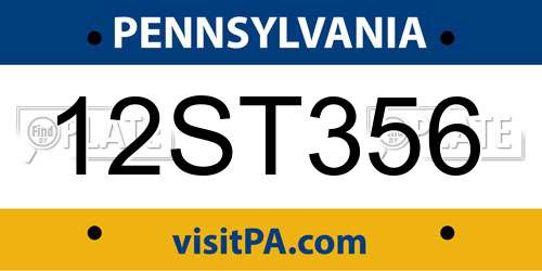 12ST356 Pennsylvania License Plate