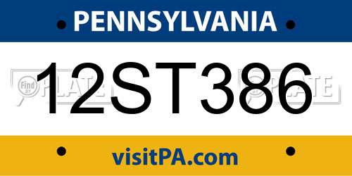 12ST386 Pennsylvania License Plate