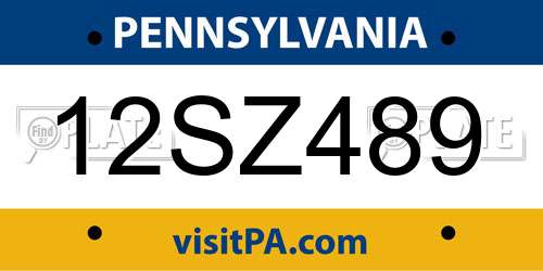 12SZ489 Pennsylvania License Plate