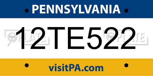 12TE522 Pennsylvania License Plate