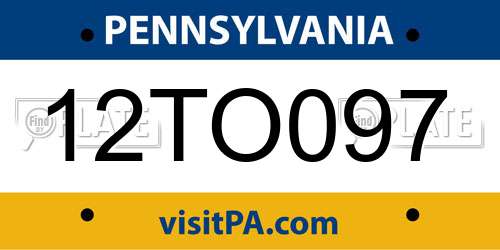 12TO097 Pennsylvania License Plate