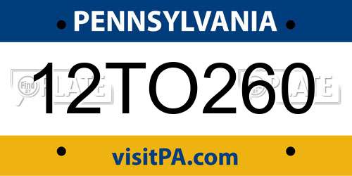 12TO260 Pennsylvania License Plate