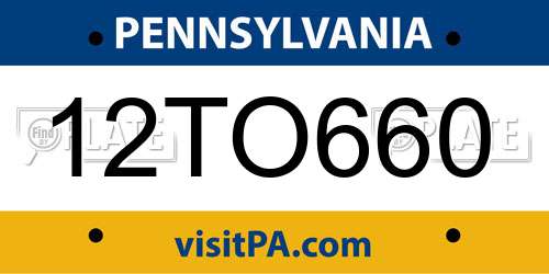 12TO660 Pennsylvania License Plate