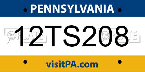 12TS208 Pennsylvania License Plate