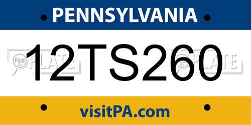 12TS260 Pennsylvania License Plate