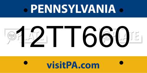 12TT660 Pennsylvania License Plate