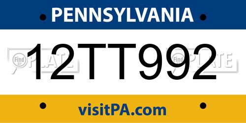 12TT992 Pennsylvania License Plate
