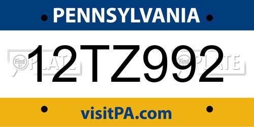 12TZ992 Pennsylvania License Plate