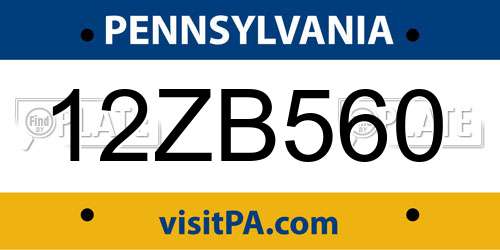 12ZB560 Pennsylvania License Plate