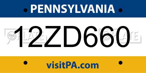 12ZD660 Pennsylvania License Plate
