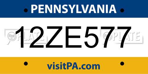 12ZE577 Pennsylvania License Plate