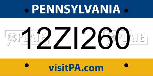12ZI260 Pennsylvania License Plate