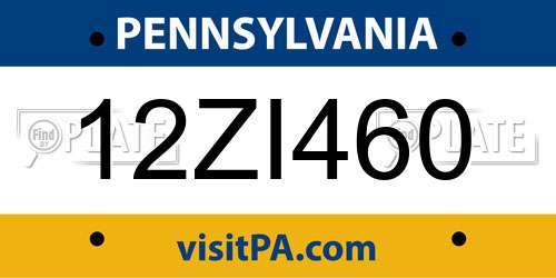 12ZI460 Pennsylvania License Plate