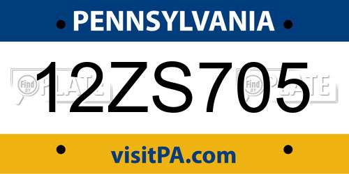 12ZS705 Pennsylvania License Plate