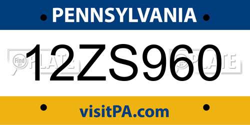 12ZS960 Pennsylvania License Plate