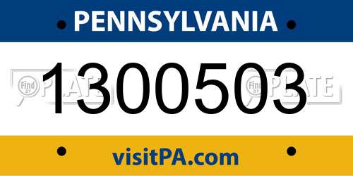 1300503 Pennsylvania License Plate
