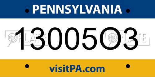 13005O3 Pennsylvania License Plate