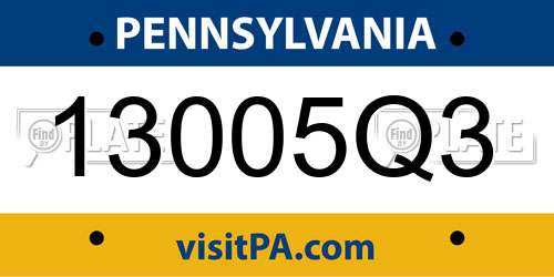 13005Q3 Pennsylvania License Plate