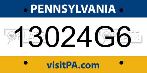 13024G6 Pennsylvania License Plate