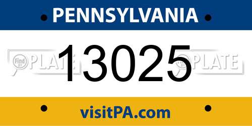 13025 Pennsylvania License Plate