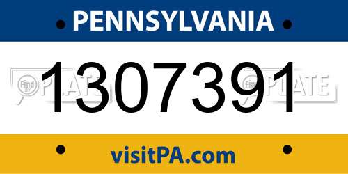 1307391 Pennsylvania License Plate