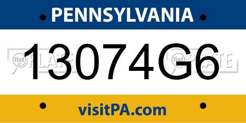 13074G6 Pennsylvania License Plate