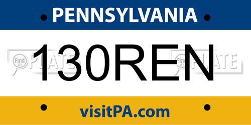 130REN Pennsylvania License Plate