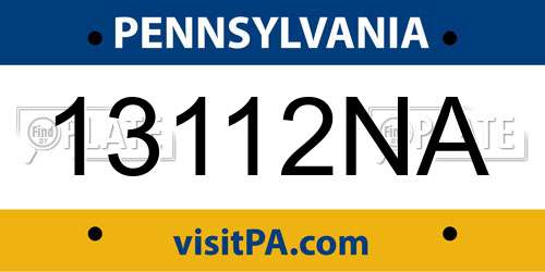 13112NA Pennsylvania License Plate