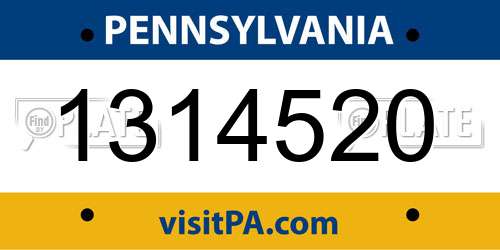 1314520 Pennsylvania License Plate