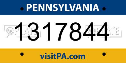1317844 Pennsylvania License Plate