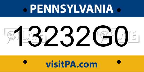 13232G0 Pennsylvania License Plate