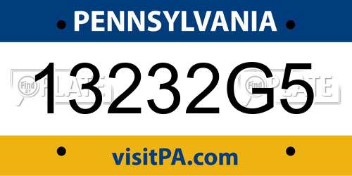 13232G5 Pennsylvania License Plate
