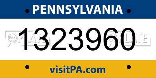 1323960 Pennsylvania License Plate