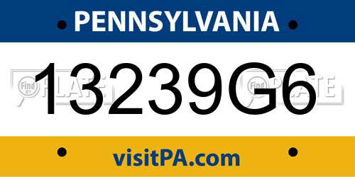 13239G6 Pennsylvania License Plate