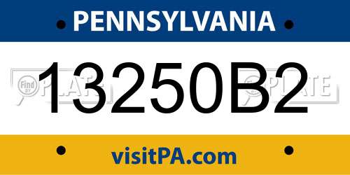 13250B2 Pennsylvania License Plate