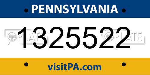 1325522 Pennsylvania License Plate