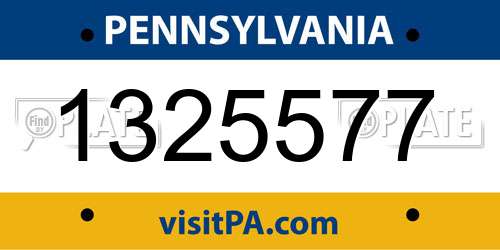 1325577 Pennsylvania License Plate