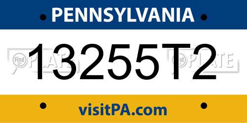 13255T2 Pennsylvania License Plate