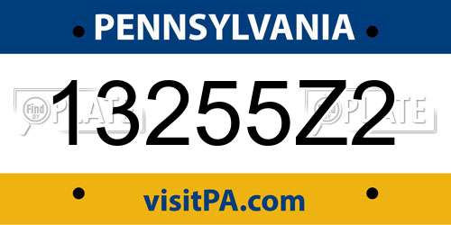 13255Z2 Pennsylvania License Plate