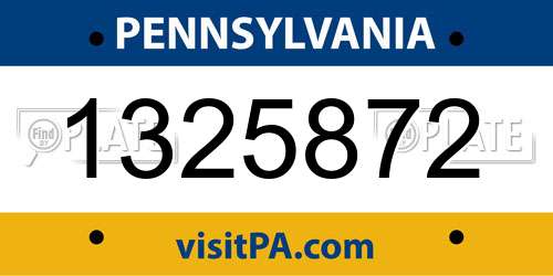 1325872 Pennsylvania License Plate