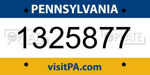 1325877 Pennsylvania License Plate