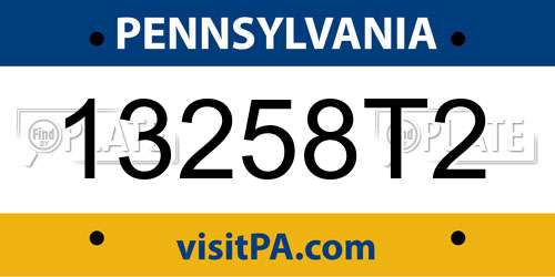 13258T2 Pennsylvania License Plate