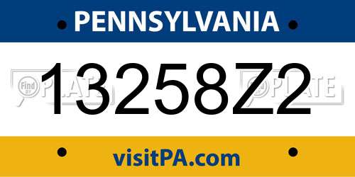 13258Z2 Pennsylvania License Plate