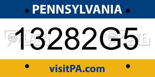 13282G5 Pennsylvania License Plate