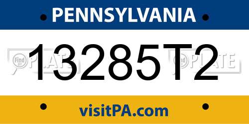 13285T2 Pennsylvania License Plate