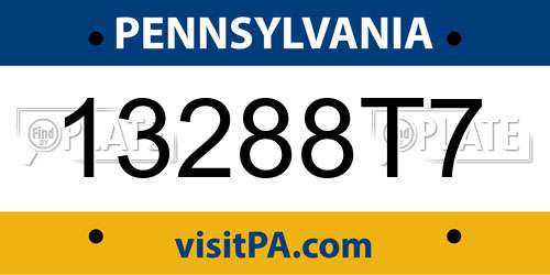 13288T7 Pennsylvania License Plate